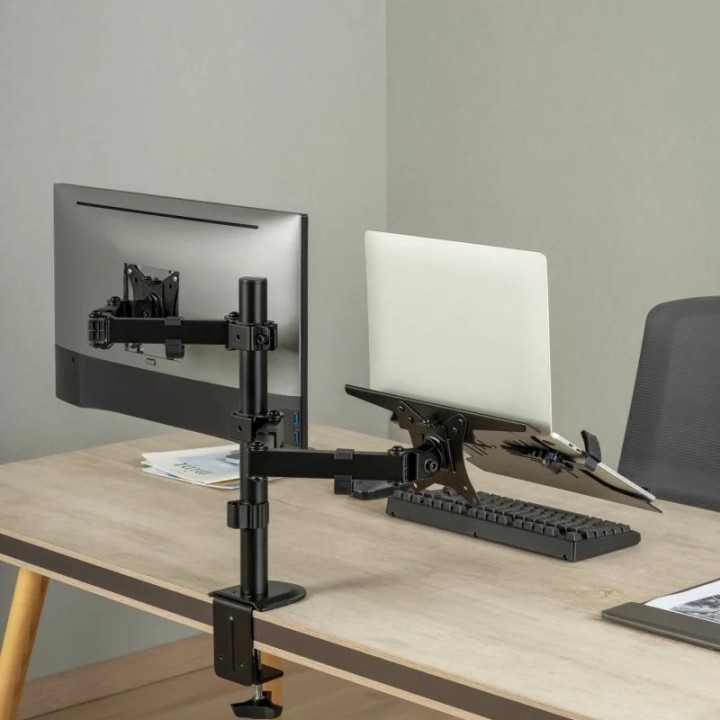 SOPORTE DE MESA MONITOR/NOTEBOOK AISENS REG.ALTURA GIR. INCL. 17-32 9KG BLACK
