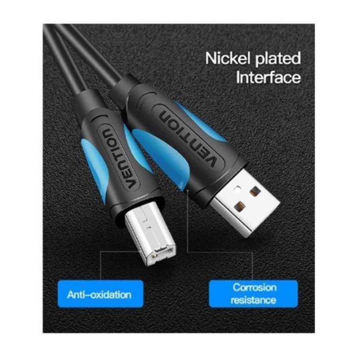 CABLE USB 2.0 VENTION USB-A/M - USB-B/M 1M 480MBPS BLACK