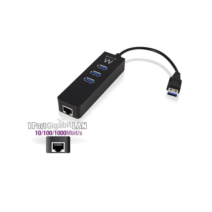 HUB EWENT USB 3.1 3 PUERTOS + LAN EW1140