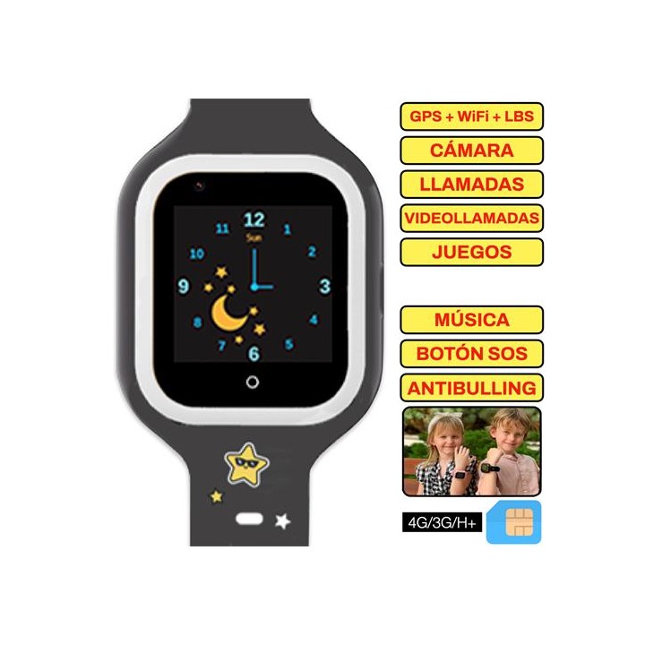 SaveFamily Reloj Iconic 4G Plus Kids Wonderful Negro - Reloj con Localizador