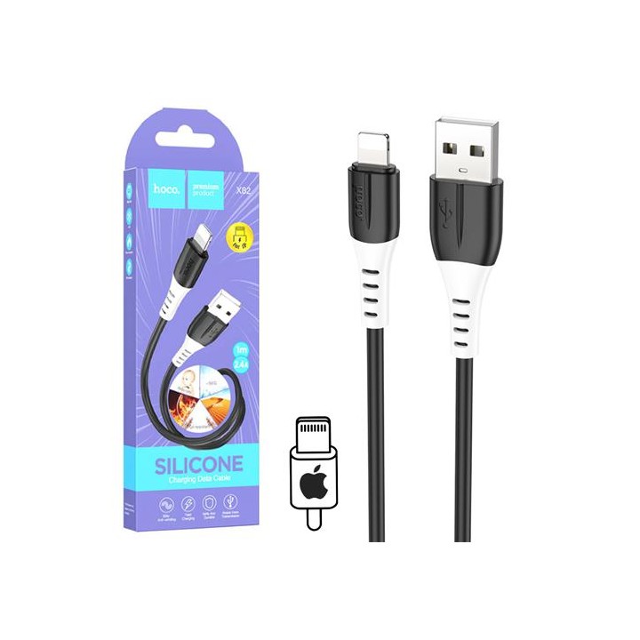 Cable USB a Lightning 1 metro 3Amp Hoco X82 Silicona Black