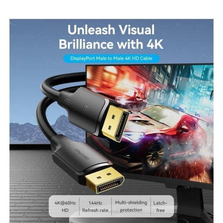 CABLE DISPLAYPORT 1.2 4K VENTION DP/M - DP/M 1M BLACK