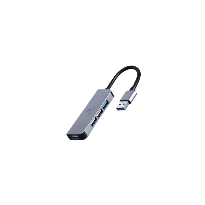Gembird 4-port USB hub 1 x USB 3.1 + 3 x USB 2.0 Alámbrico USB 3.2 Gen 1 (3.1 Gen 1) Type-C Plata