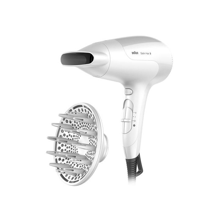 Braun HD385E Secador iónico con difusor 2.000w Blanco