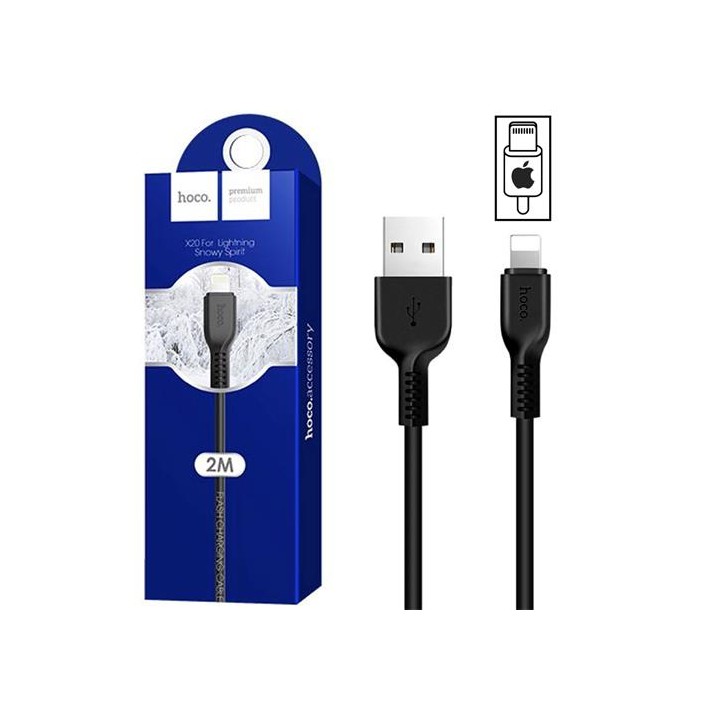 Cable USB a Lightning 2 metros Hoco X20 Flash Negro