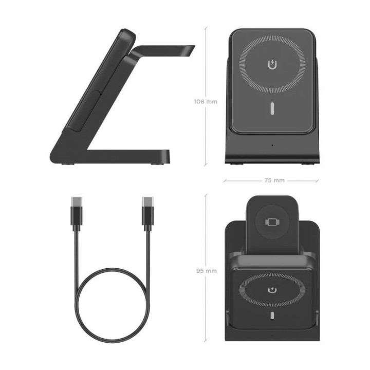 BASE CARGADOR AISENS SMARTPHONE/APPLE WATCH/AURICULARES WIRELESS 15W BLACK