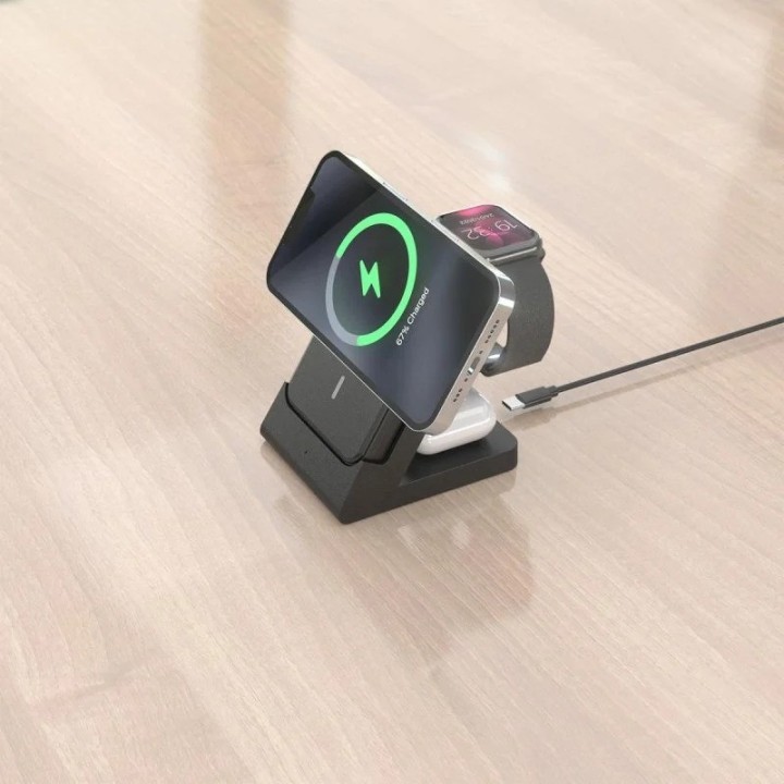 BASE CARGADOR AISENS SMARTPHONE/APPLE WATCH/AURICULARES WIRELESS 15W BLACK