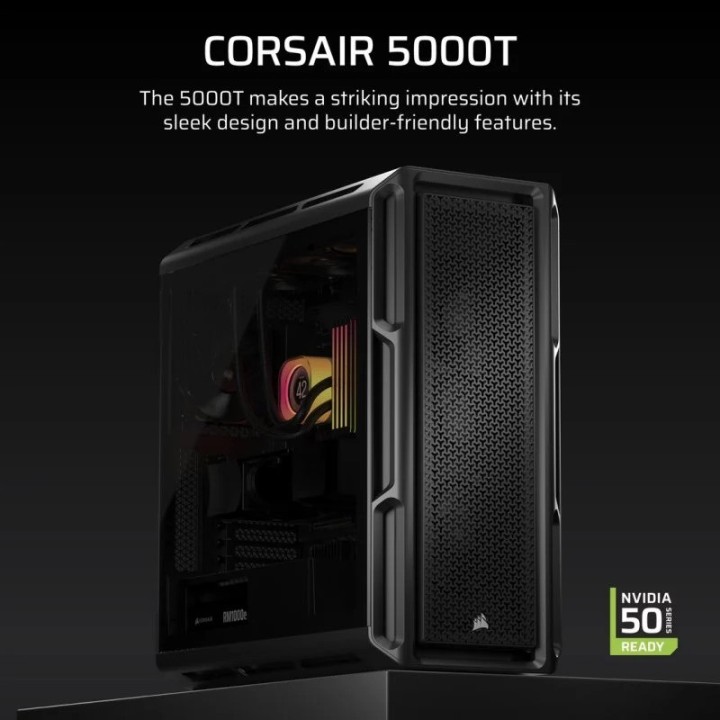 CAJA ORDENADOR GAMING CORSAIR 5000T CRISTAL TEMPLADO BLACK