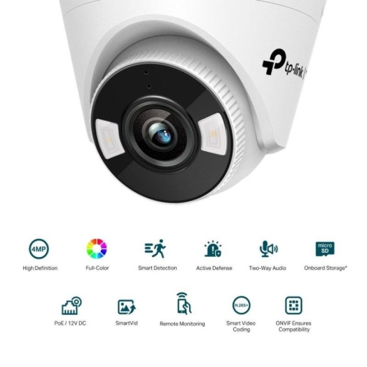 CAMARA IP TP-LINK VIGI TURRET INTERIOR MICROSD 4MP 4MM IR IP67 POE
