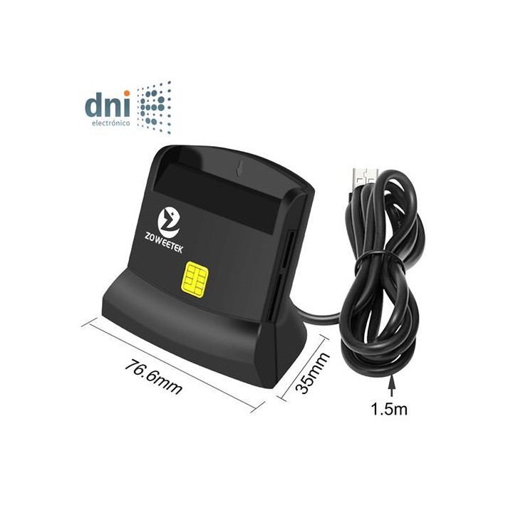 Zoweetek Lector de DNI, tarjetas inteligentes y SIM (12026-10)