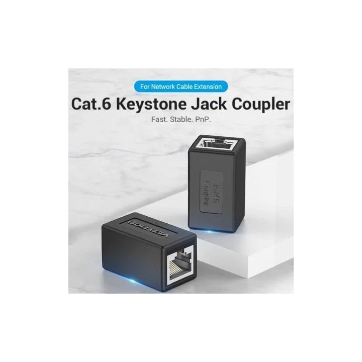 ADAPTADOR VENTION RJ45 CAT.6 FTP HEMBRA - HEMBRA BLACK