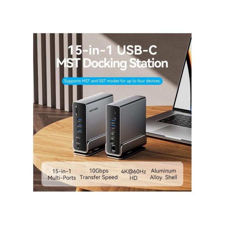 DOCK STATION VENTION 15 EN 1 USB-C A DP/HDMI/USB-C/USB-A/RJ45/MICROSD/JACK
