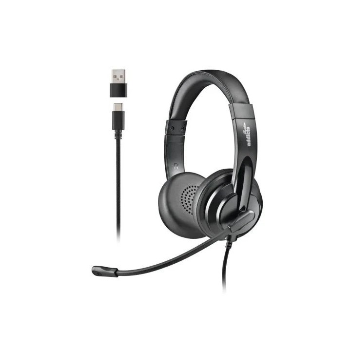 AURICULARES + MICROFONO NGS VOX605USBC USB-A/C BLACK