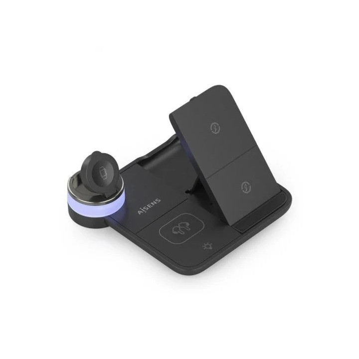 BASE CARGADOR AISENS SMARTPHONE/APPLE WATCH/AURICULARES WIRELESS 15W USB-C BLACK