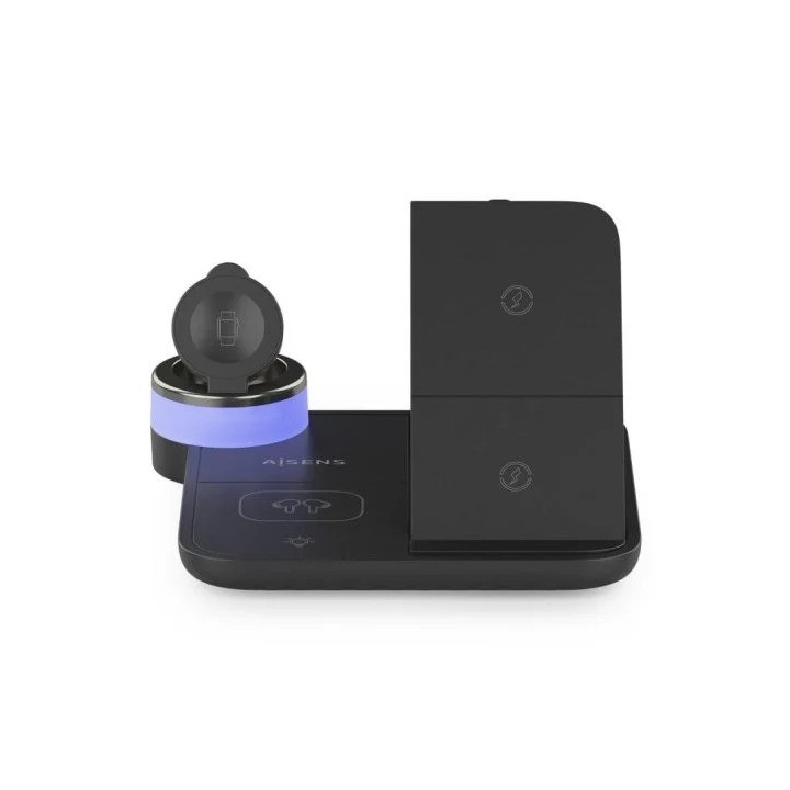 BASE CARGADOR AISENS SMARTPHONE/APPLE WATCH/AURICULARES WIRELESS 15W USB-C BLACK