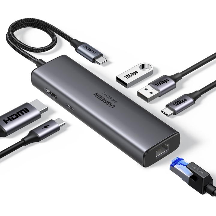 Ugreen REVODOK 6-IN-1 4K@60HZ HDMI ETH DOCK Acoplamiento Base Gris