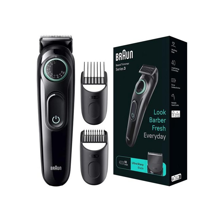 Braun BT3411 Recortadora de Barba Recargable con 40 Tamaños