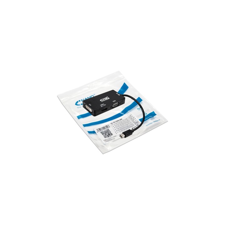ADAPTADOR CONVERSOR MINI DISPLAYPORT M A VGA / DVI / HDMI H 0.15MT NANOCABLE NEGRO 10.16.3302-BK
