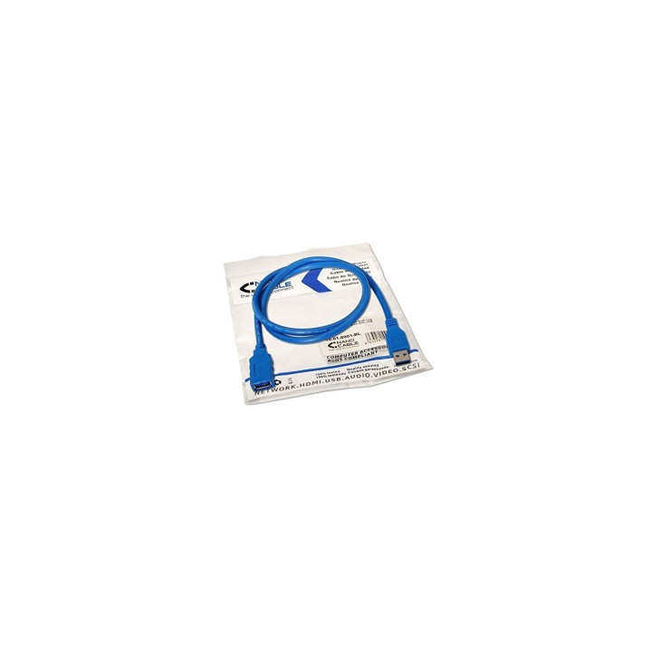 CABLE USB 3.0 TIPO A/M-A/H AZUL 1 MT NANOCABLE 10.01.0901-BL