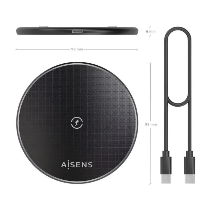 BASE DE CARGA AISENS WIRELESS SMARTPHONE 15W BLACK