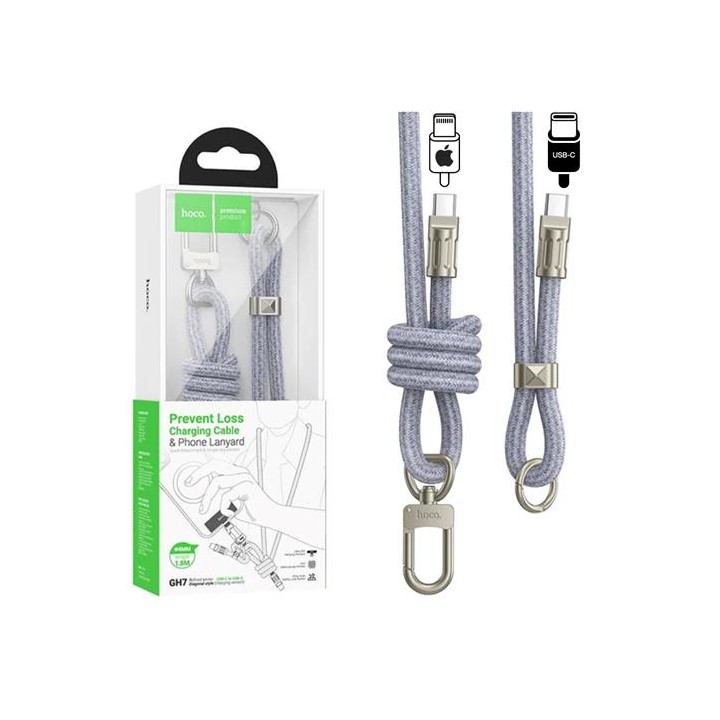 Hoco GH7 Colgante para Móvil con Cable USB-C a Lightning 1.8m Denim Blue