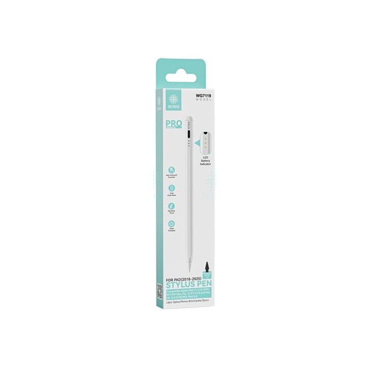 Ikrea WG7119 Lápiz Óptico con Indicador de Batería para Ipad 2018-2025 USB-C