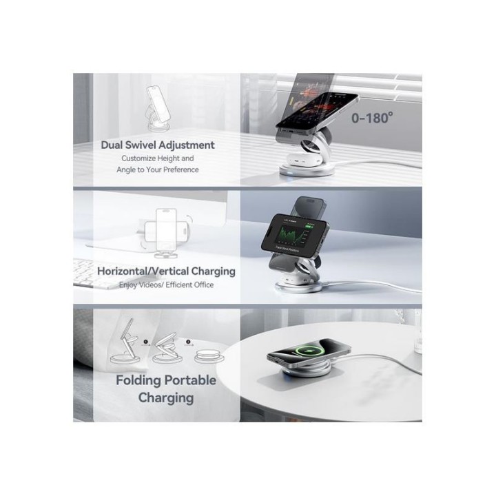 BASE CARGADOR VENTION SMARTPHONE/APPLE WATCH/AURICULARES WIRELESS SILVER