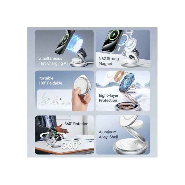 BASE CARGADOR VENTION SMARTPHONE/APPLE WATCH/AURICULARES WIRELESS SILVER