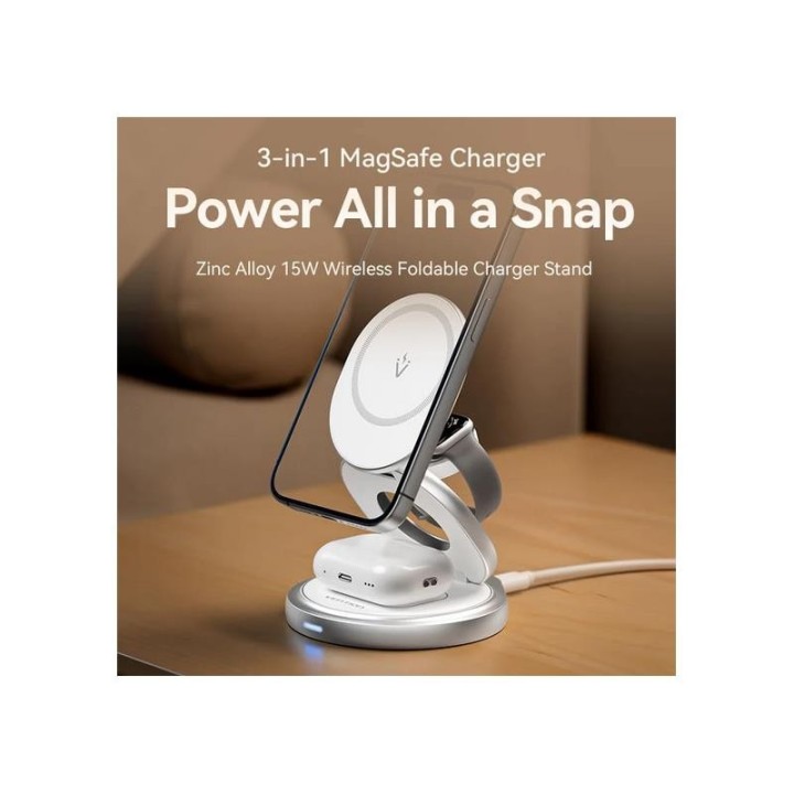 BASE CARGADOR VENTION SMARTPHONE/APPLE WATCH/AURICULARES WIRELESS SILVER