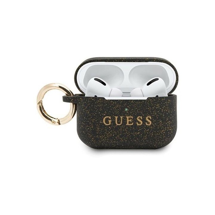 Guess GUACAPSILGLBK Airpods Pro Cover Negro Silicona