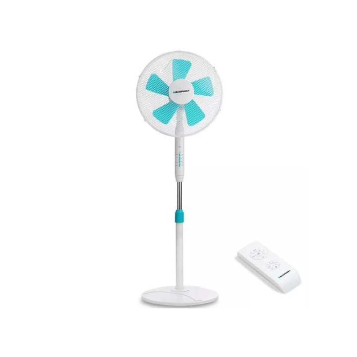 Blaupunkt BP2010 Ventilador Pie 5 Aspas 45W con Mando y Temporizador Blanco