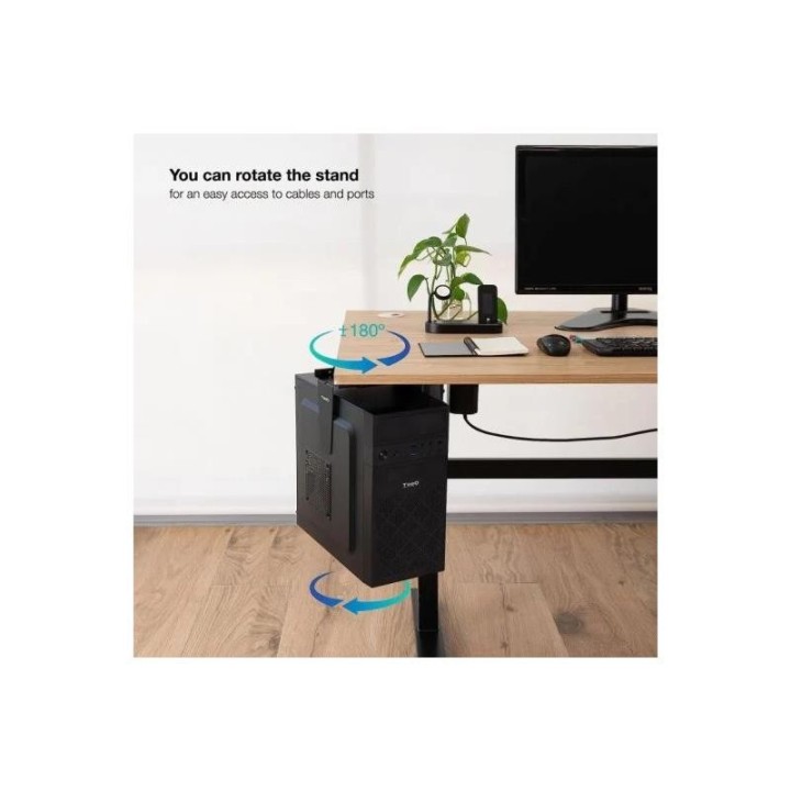 SOPORTE DE ESCRITORIO/PARED TOOQ PARA CPU 10KG BLACK