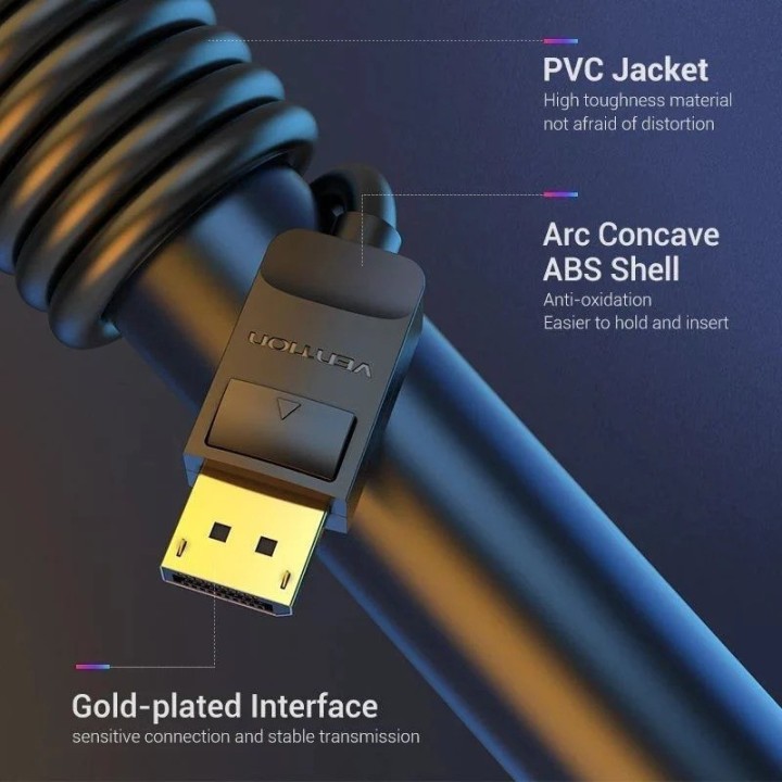 CABLE DISPLAYPORT 1.2 4K VENTION DP/M - DP/M 3M BLACK