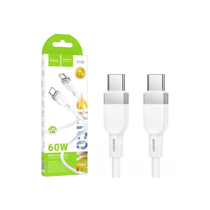 Cable USB-C a USB-C 60W 1 Metro Blanco Hoco X109