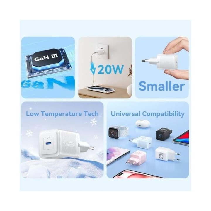 CARGADOR DE PARED VENTION GAN USB-C 20W ROSE