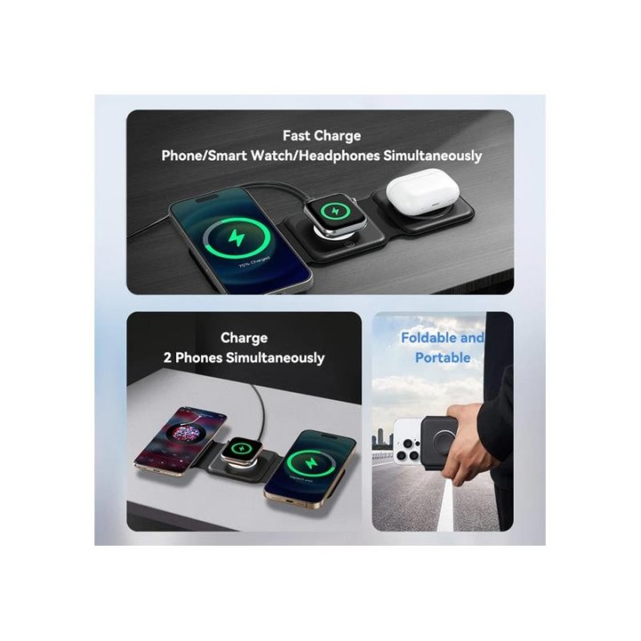 BASE CARGADOR PAD VENTION SMARTPHONE/APPLE WATCH/AURICULARES WIRELESS BLACK