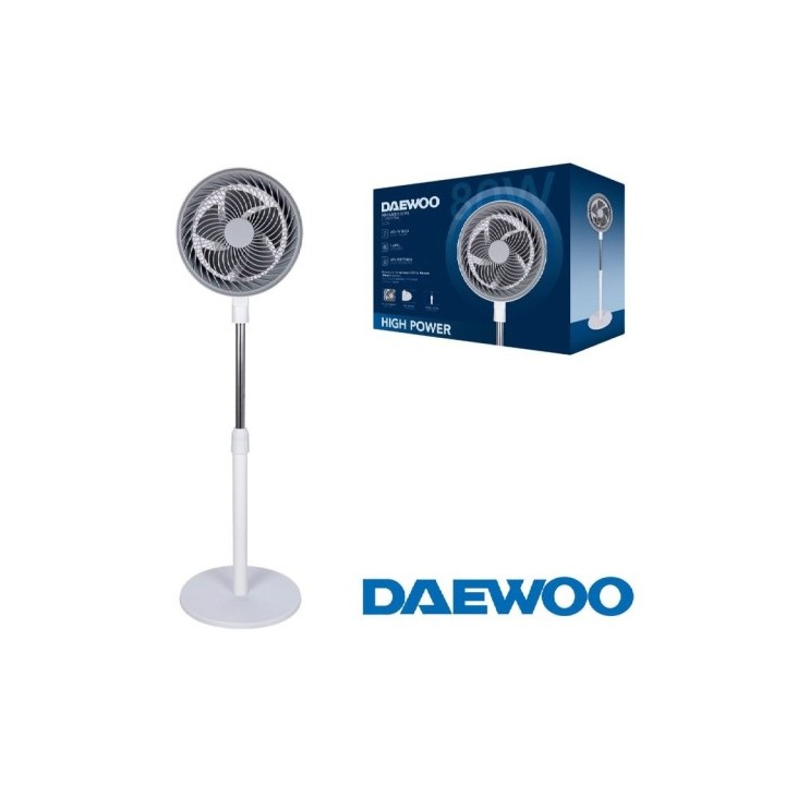 Daewoo DW9001 Ventilador Pie High Speed 80W 10" 25Cm Blanco