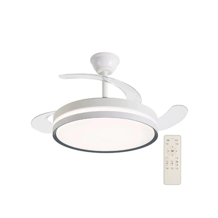 Daewoo DW5007 Ventilador de Techo con Luz Led 30W Aspas Retráctiles Blanco