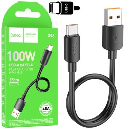 Cable USB-A to USB-C 0.25 metros 100w Hoco X96 Negro