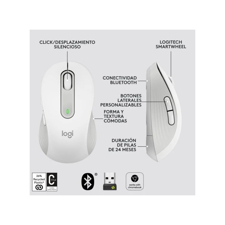 RATON LOGITECH SIGNATURE M650 L WIRELESS WHITE