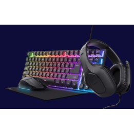 TECLADO + RATON + AURICULARES + ALFOMBRILLA TRUST GXT 780 GAMING BUNDLE BLACK