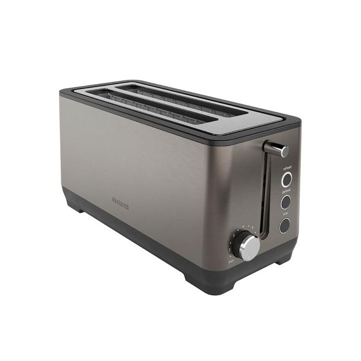 Aiwa ABT-1600 Tostadora 1.600W 2 Ranuras Extra Anchas Acero Antihuellas