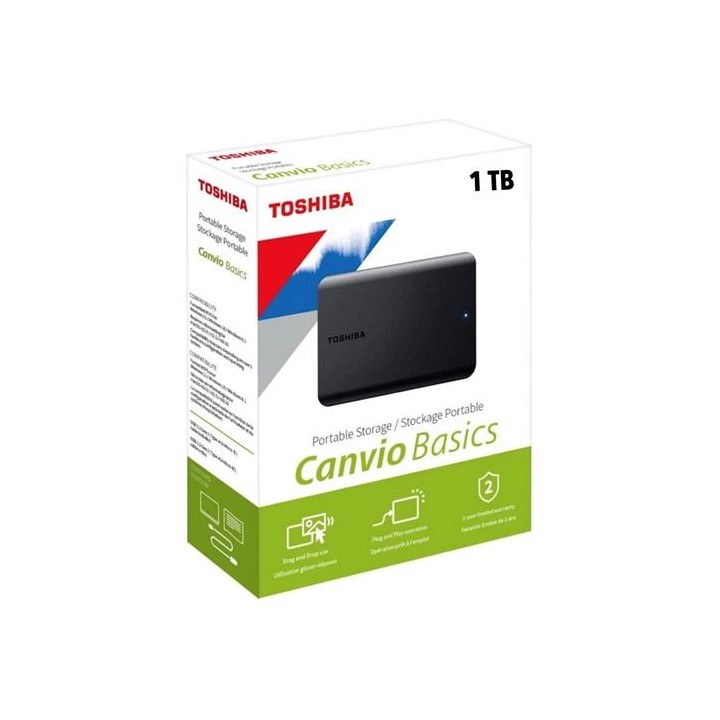 Disco Duro Externo TOSHIBA 1 TB USB 3.2 CANVIO BASIC (HDTB510EK3AA)