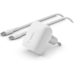 Cargador USB-C 20W Belkin +Cable Usb-C a Usb-C 1 Metro Blanco (WCA006VF1MWH-B6)