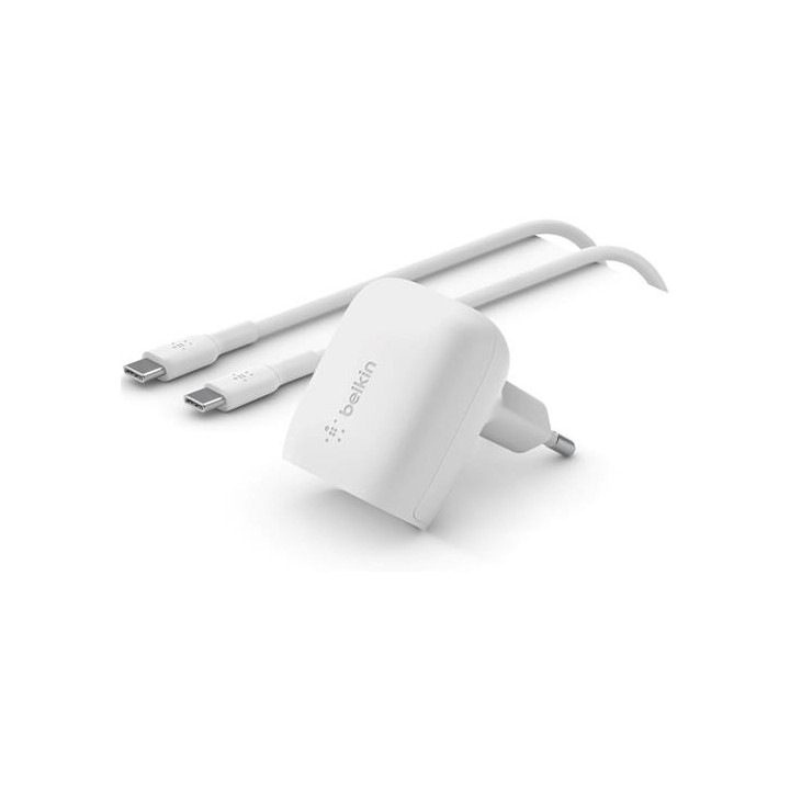 Cargador USB-C 20W Belkin +Cable Usb-C a Usb-C 1 Metro Blanco (WCA006VF1MWH-B6)