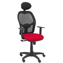 Piqueras y Crespo Silla Alocen malla negra asiento bali rojo brazos regulables cabecero fijo.