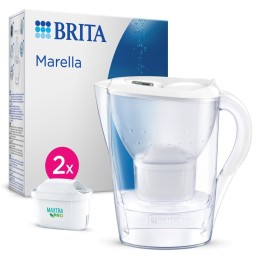 Brita Marella Jarra Filtrante 2.4L + 2 Filtros Maxtra Pro Blanca