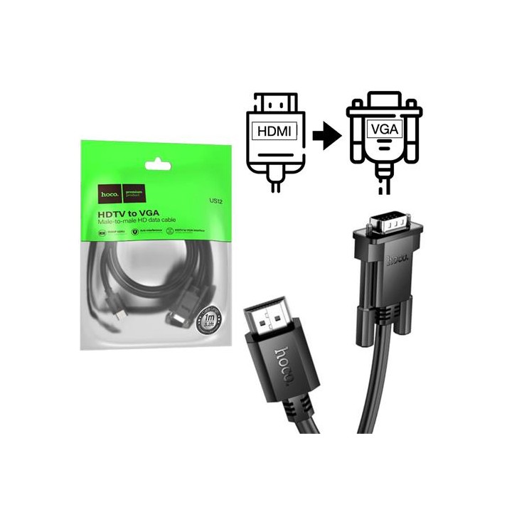 Hoco US12 Cable HDMI a VGA 1080p 60H 1 Metro