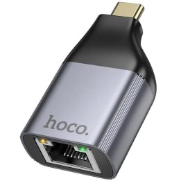 Adaptador USB-C a RJ45 RED Hoco UA35 Gris Metal