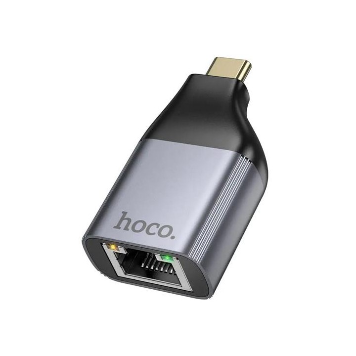 Adaptador USB-C a RJ45 RED Hoco UA35 Gris Metal